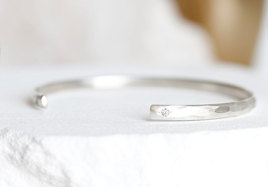 Silver Faceted Diamond Cuff Andrea Bonelli Jewelry 