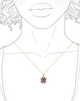 Parti Sapphire and Ruby Halo Necklace Andrea Bonelli Jewelry 