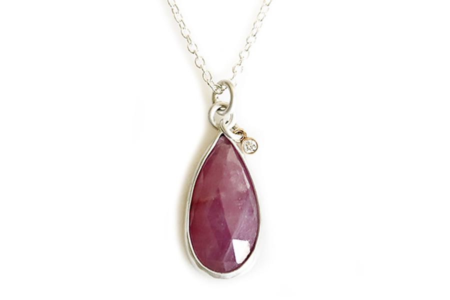 Pink Sapphire Necklace Andrea Bonelli Jewelry Silver + 14k Gold