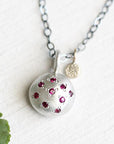 Silver + Gold Pebble Ruby Necklace Andrea Bonelli 