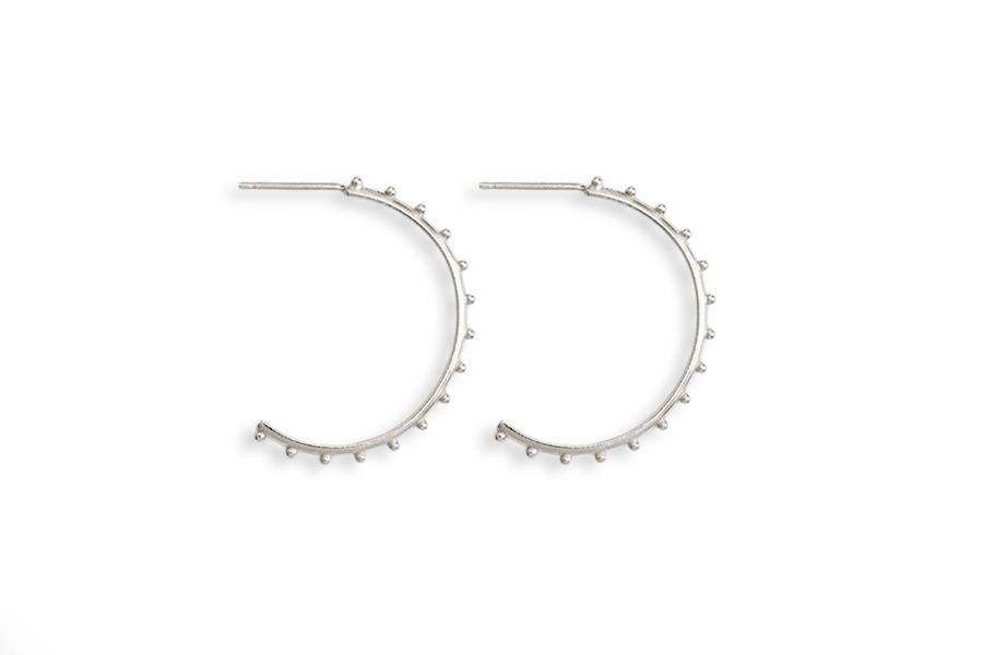 Silver Beaded Hoops Andrea Bonelli Jewelry Sterling Silver