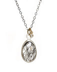 Silver Tourmalinated Quartz and Diamond Necklace Andrea Bonelli Jewelry Mixed Metals