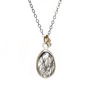 Silver Tourmalinated Quartz and Diamond Necklace Andrea Bonelli Jewelry Mixed Metals