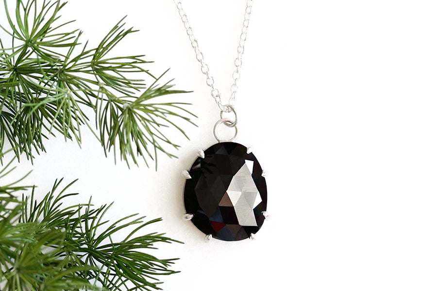 Silver Faceted Black Spinel Necklace Andrea Bonelli 