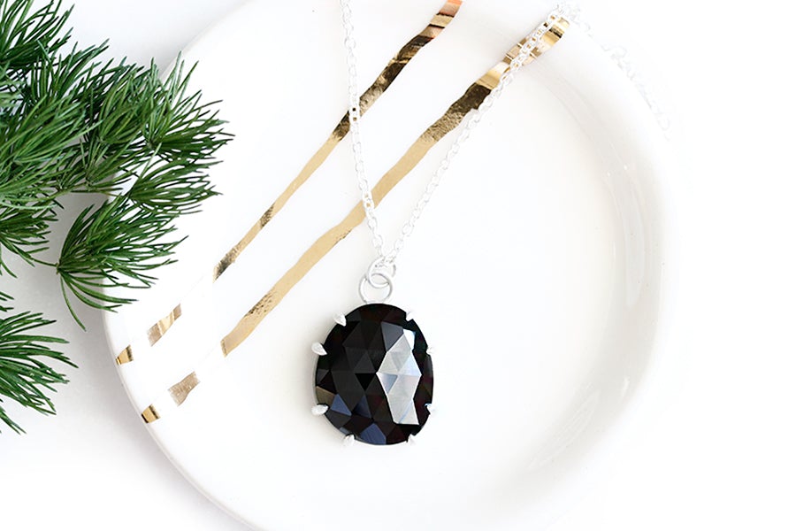 Silver Faceted Black Spinel Necklace Andrea Bonelli 