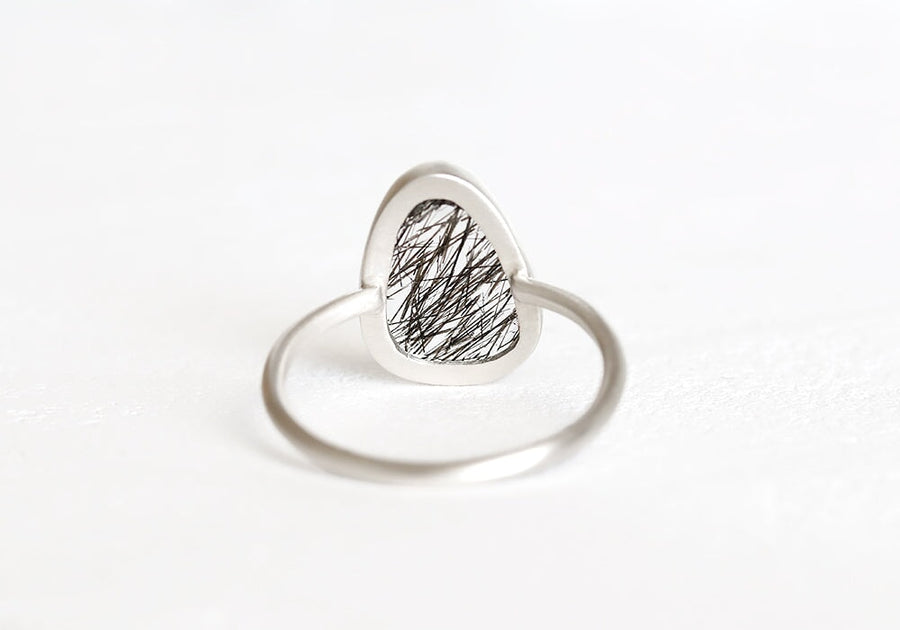 Rose Cut Black Tourmalinated Quartz Ring Andrea Bonelli Jewelry 