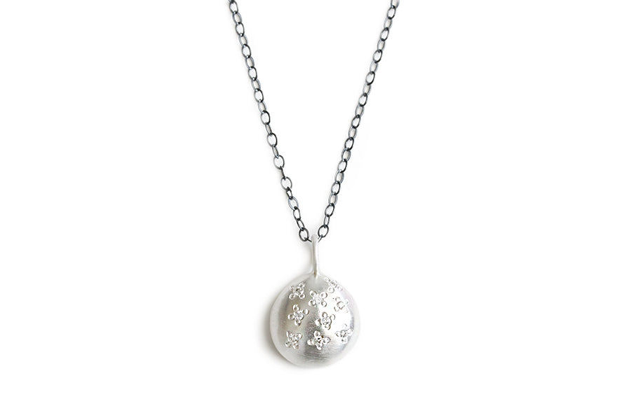 Silver Pebble + Diamond Necklace Andrea Bonelli 