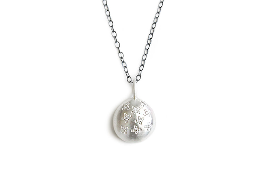 Silver Pebble + Diamond Necklace Andrea Bonelli Sterling Silver