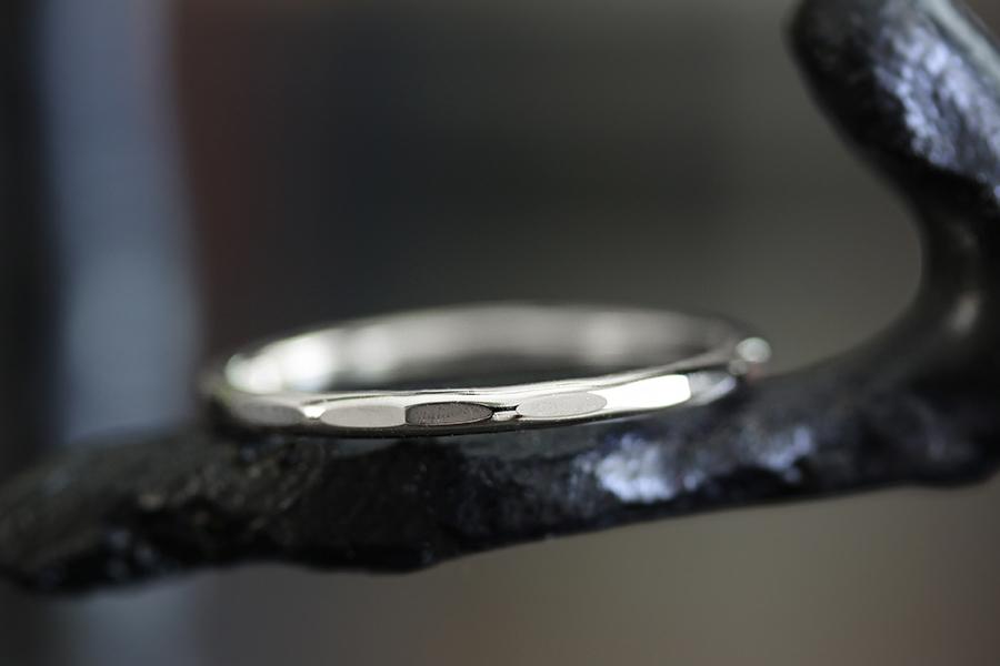 Silver Hammer Facet Ring Andrea Bonelli Jewelry 