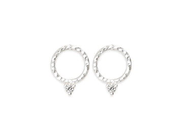 Silver Lacuna Diamond Circle Studs Andrea Bonelli Jewelry Sterling Silver