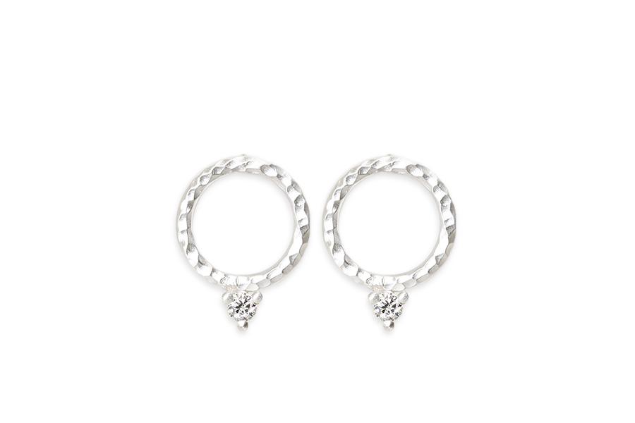 Silver Lacuna Diamond Circle Studs Andrea Bonelli Jewelry Sterling Silver