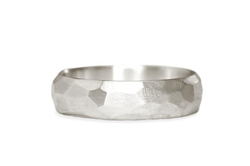 Silver Rock Facet Half Round Band Andrea Bonelli Jewelry Sterling Silver