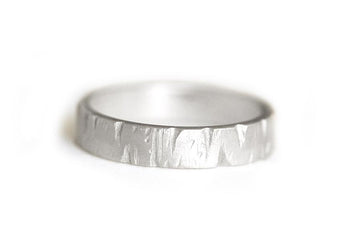 Silver Rustic Carved Bark Band Andrea Bonelli Jewelry Sterling Silver