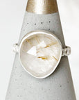 Silver Rose Cut Rutilated Quartz Ring Andrea Bonelli Jewelry 