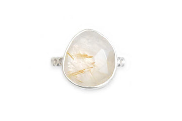 Silver Rose Cut Rutilated Quartz Ring Andrea Bonelli Jewelry Sterling Silver