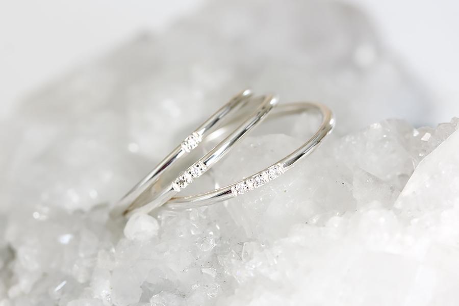 Silver Slim Stacking Diamond Rings Andrea Bonelli 