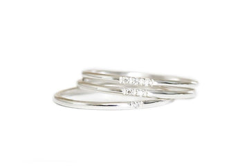 Silver Slim Stacking Diamond Rings Andrea Bonelli Sterling Silver