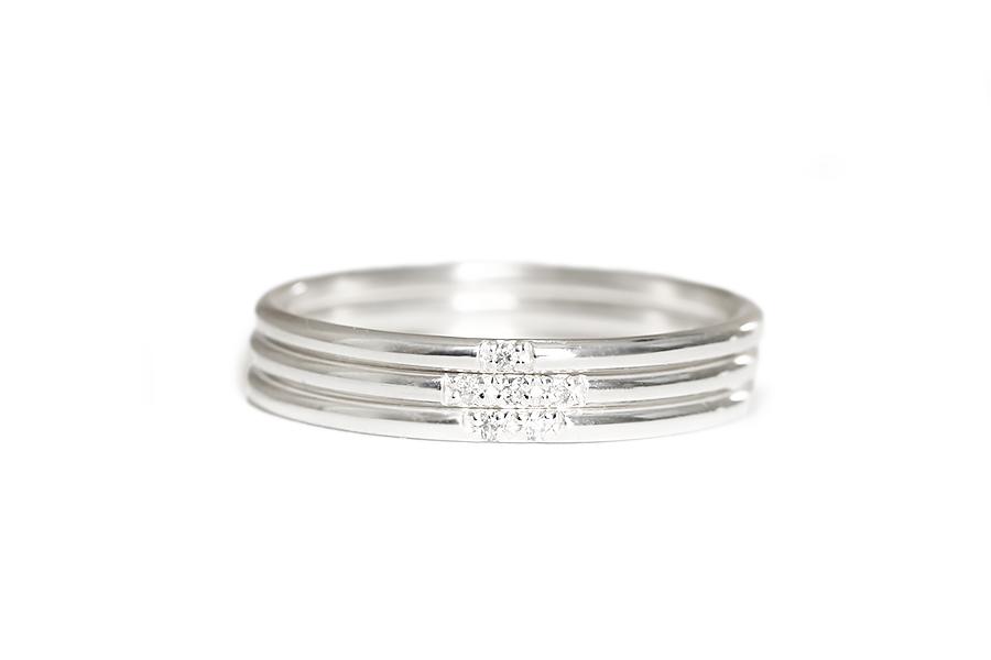 Silver Slim Stacking Diamond Rings Andrea Bonelli 