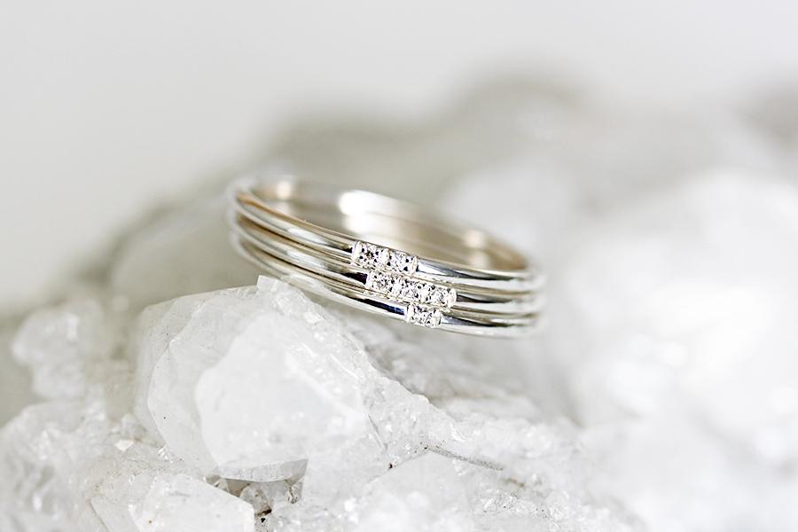 Silver Slim Stacking Diamond Rings Andrea Bonelli 