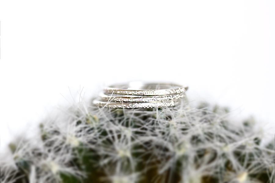 Silver Glint Stardust Stacking Rings Andrea Bonelli Jewelry 