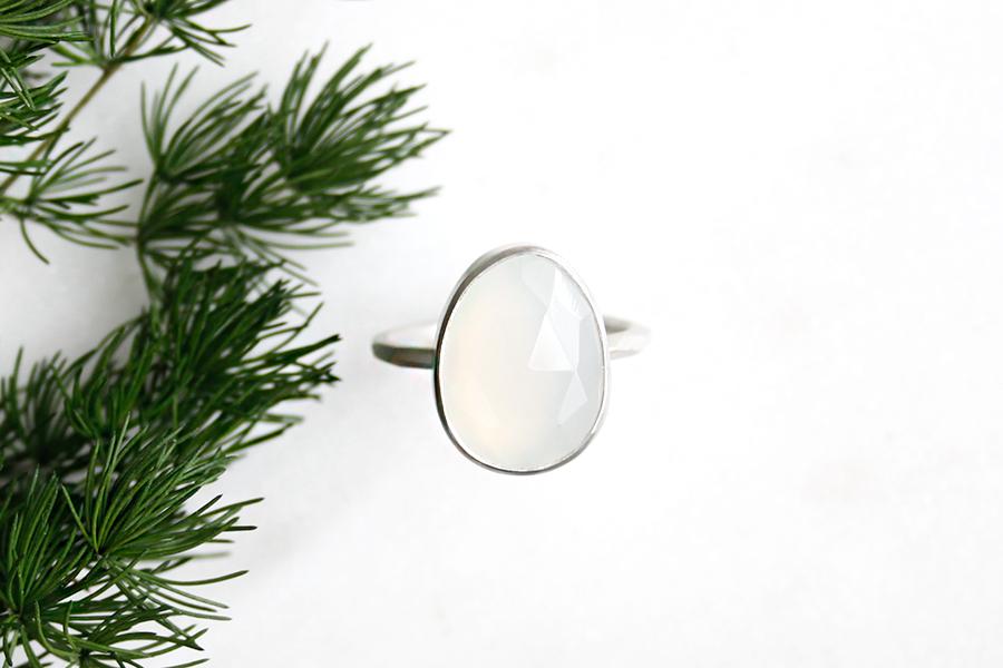 White Chalcedony Ring Andrea Bonelli Jewelry 