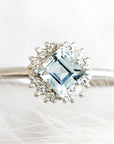 Tavi Halo Aquamarine Ring Andrea Bonelli Jewelry 