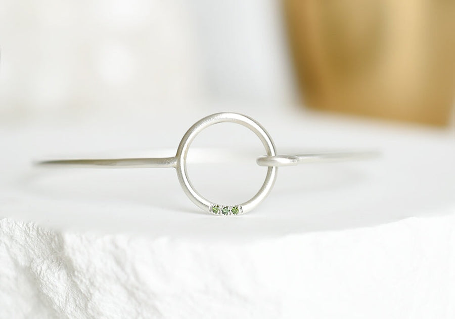 Silver Green Diamond Link Cuff Andrea Bonelli Jewelry 