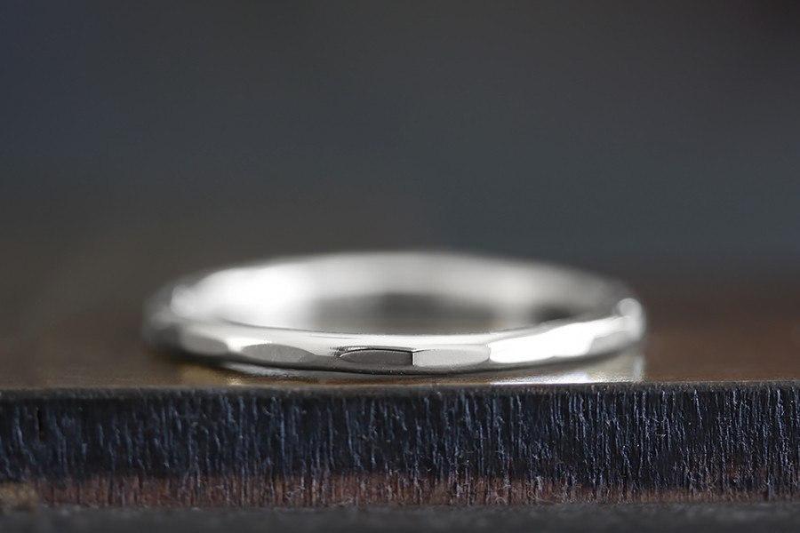 Silver Hammer Facet Ring Andrea Bonelli Jewelry 