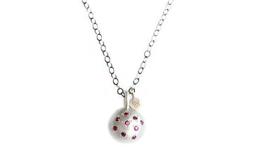 Silver + Gold Pebble Ruby Necklace Andrea Bonelli Sterling Silver