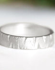 Silver Rustic Carved Bark Band Andrea Bonelli Jewelry 