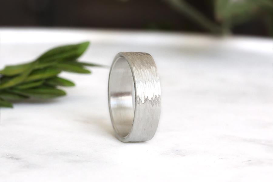 Silver Rustic Birch Band Andrea Bonelli Jewelry 