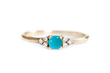 Sora Turquoise + Diamond Ring Andrea Bonelli Jewelry 14k Yellow Gold