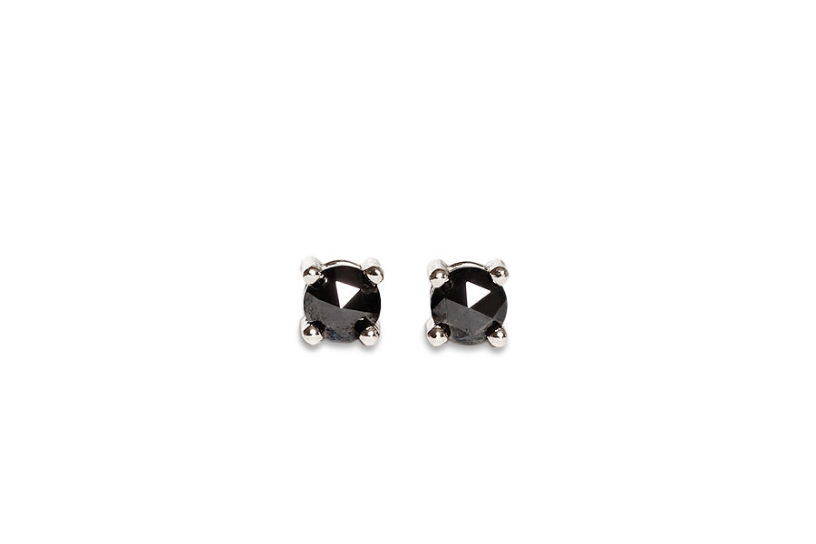 Black Rose Cut Diamond Studs Andrea Bonelli Jewelry 14k White Gold