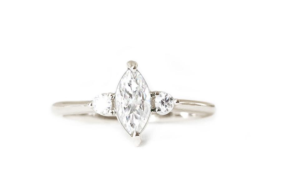 Madeira Moissanite Ring Andrea Bonelli 14k White Gold