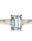 Marina Aquamarine + Diamond Ring Andrea Bonelli 14k White Gold