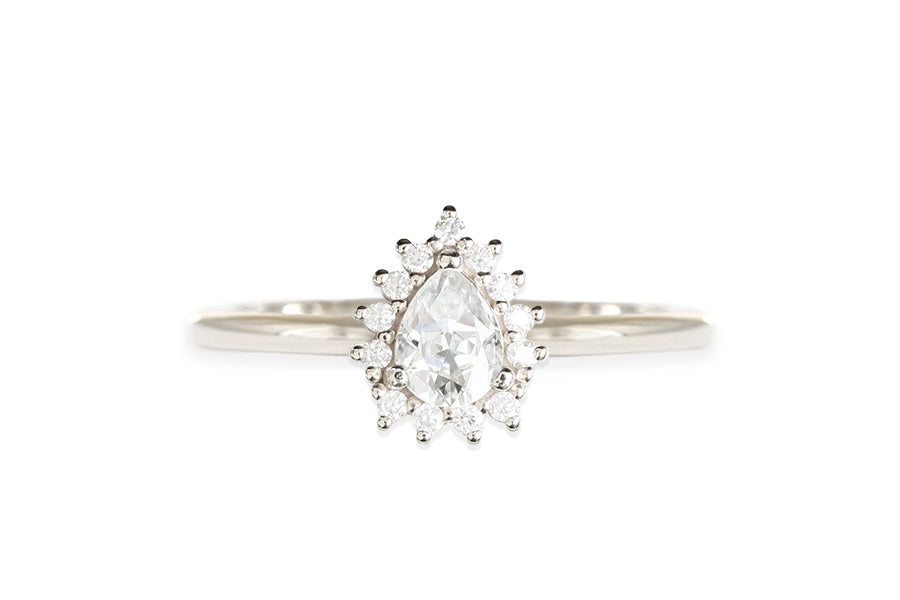 Aura Halo Moissanite Ring Andrea Bonelli Jewelry 14k White Gold