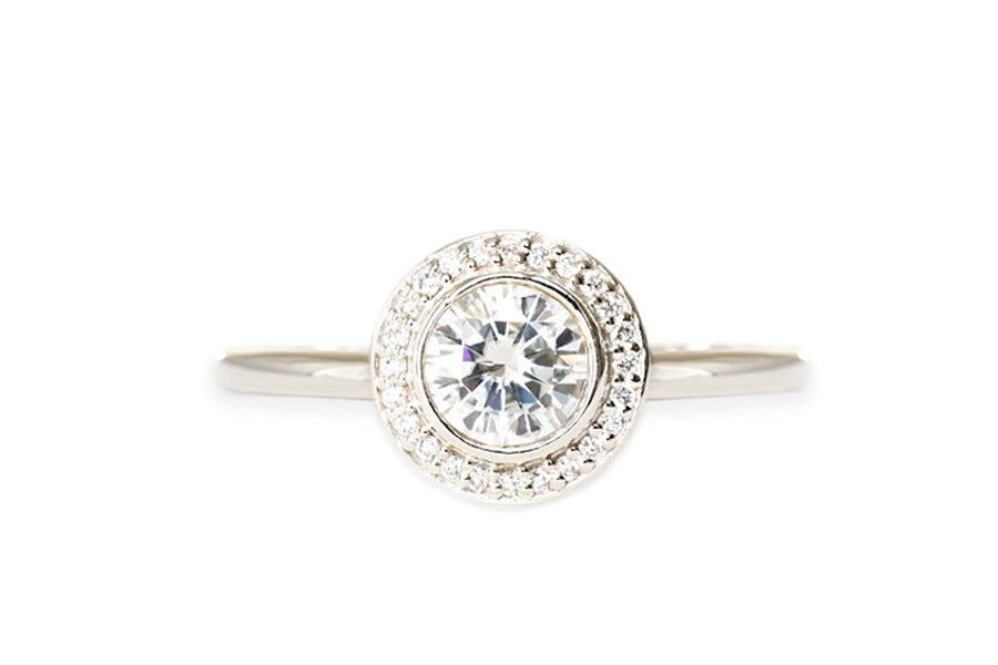 Brie Halo Lab Diamond Ring Andrea Bonelli Jewelry 14k White gold
