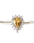 Aura Halo Pear Citrine Ring Andrea Bonelli Jewelry 14k White Gold