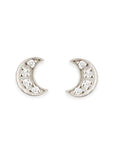Moon Diamond Studs Andrea Bonelli Jewelry 14k White Gold