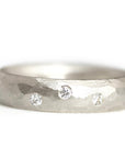 Diamond Rustic Faceted Band Andrea Bonelli Jewelry 14k White Gold