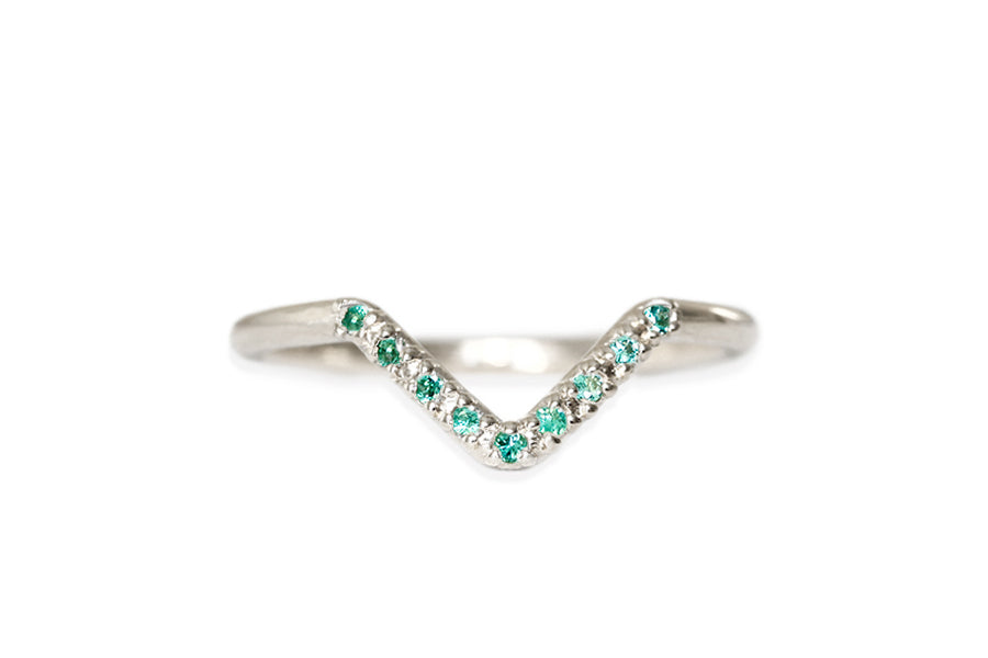 Peak Nove Emerald Ring Andrea Bonelli 14k White Gold