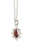 Aura Marquise Garnet Halo Necklace Andrea Bonelli Jewelry 14k White Gold
