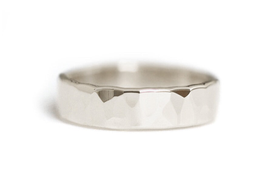 Hammered Band 6mm Andrea Bonelli Jewelry 14k White Gold