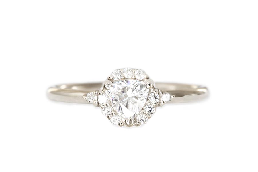 Isobel halo diamond ring Andrea Bonelli Jewelry 14k White Gold