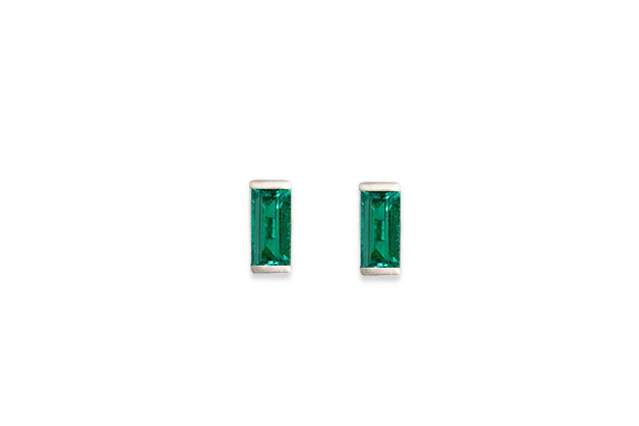 Linea Emerald Studs Andrea Bonelli Jewelry 14k White Gold