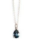 London Blue Topaz Solitaire Necklace Andrea Bonelli Jewelry 14k White Gold