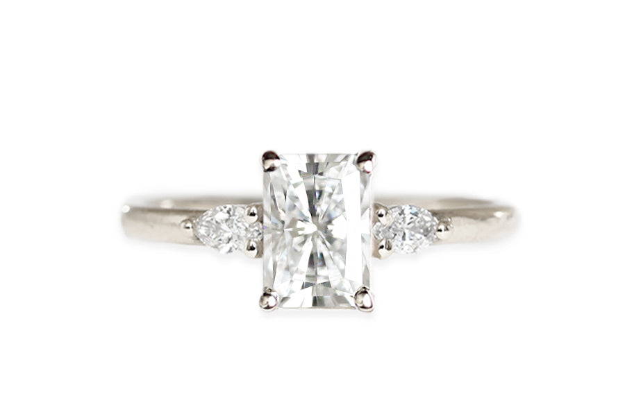 Marina Moissanite Ring Andrea Bonelli 14k White Gold