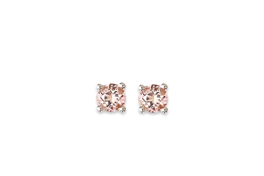 Pink Topaz Studs Andrea Bonelli Jewelry 14k White Gold