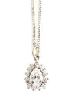 Aura Pear Halo Necklace Andrea Bonelli Jewelry 14k White Gold