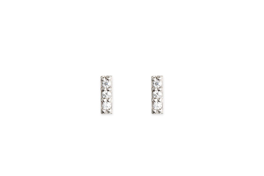 Petite Pave Diamond Bar Studs Andrea Bonelli Jewelry 14k White Gold